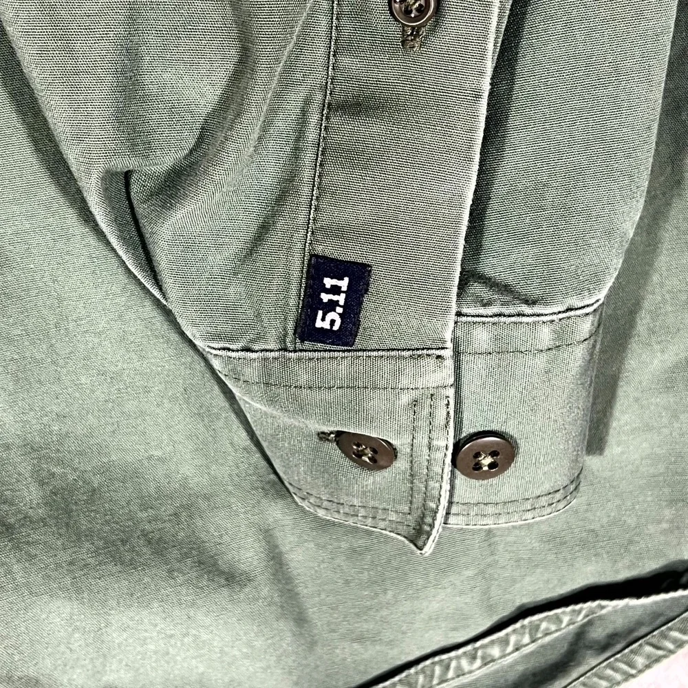 5.11 Tactical Shirt Mens XL Green Cotton Mesh Lined Fishing Workwear Button Up
